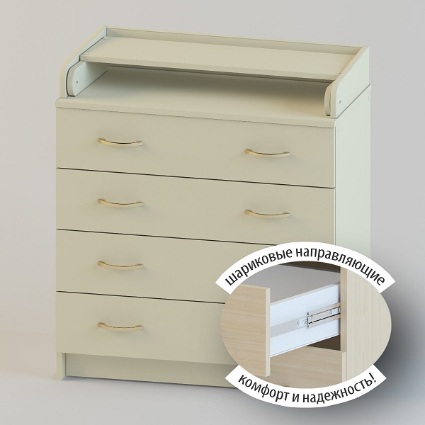 Комод пеленальный Атон Сириус 80/4 ЛДСП - слоновая кость