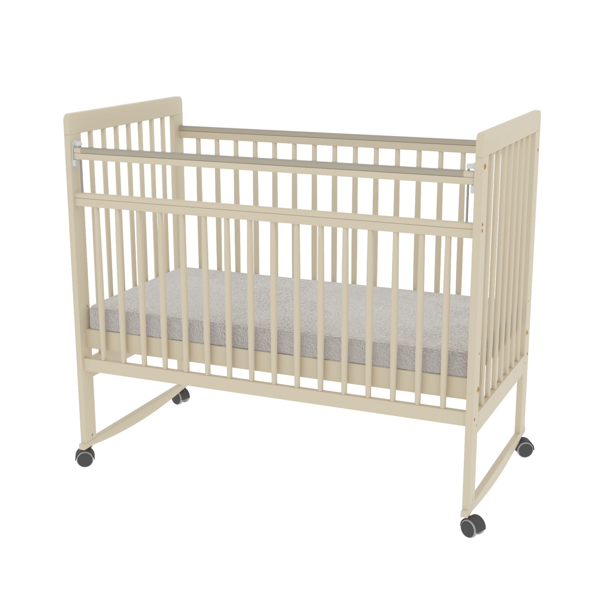 Детская кроватка Бамбини 03 колесо/качалка - бежевый