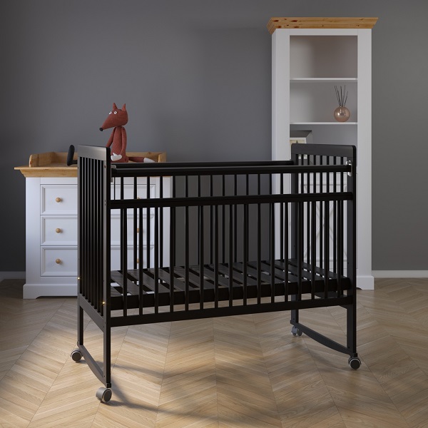 Детская кроватка Бамбини 03 колесо/качалка - блэк