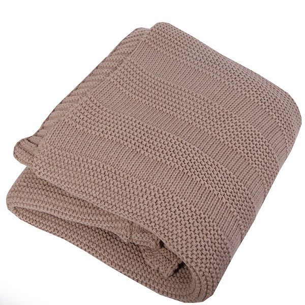 Плед детский вязаный двусторонний Bambola 90*90 - коричневый