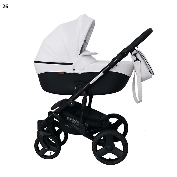 Детская коляска Ray Corsa Ecco 2 в 1 - 26 белая кожа/черная кожа