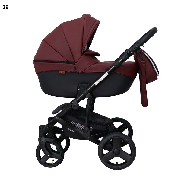 Детская коляска Ray Corsa Ecco 2 в 1 - 29 бордовая кожа/черная кожа