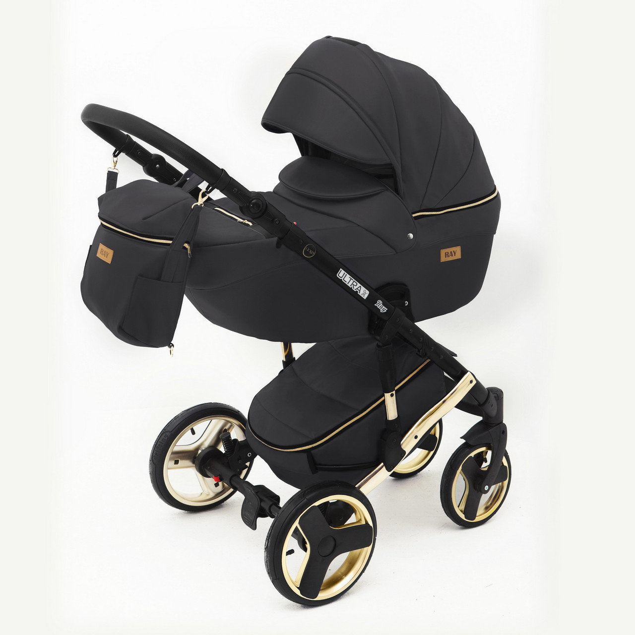 Детская коляска Ray Ultra Gold 2 в 1 - 28 черная кожа