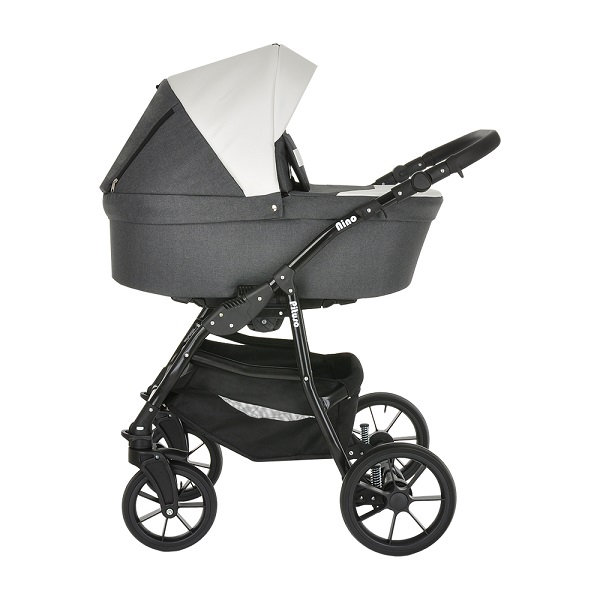 Детская коляска Pituso Nino 2 в 1 - Antracyt+Кожа Metalic White