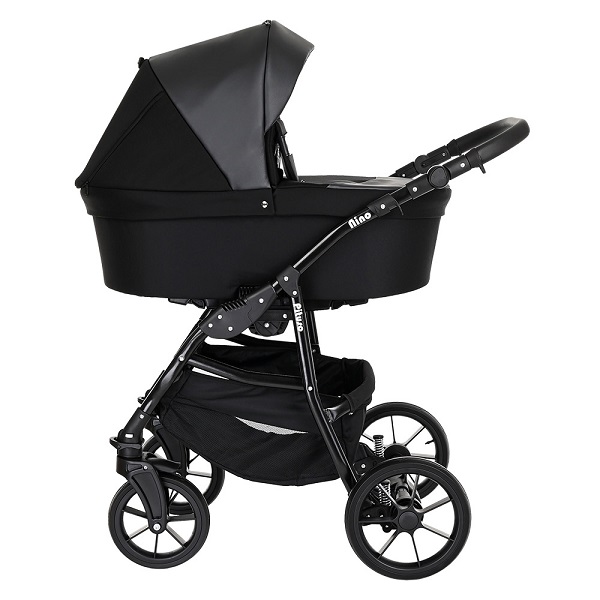 Детская коляска Pituso Nino 2 в 1 - Black+кожа Black