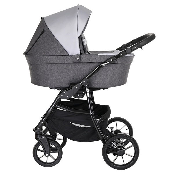 Детская коляска Pituso Nino 2 в 1 - Antracyt+Кожа Metalic Grey