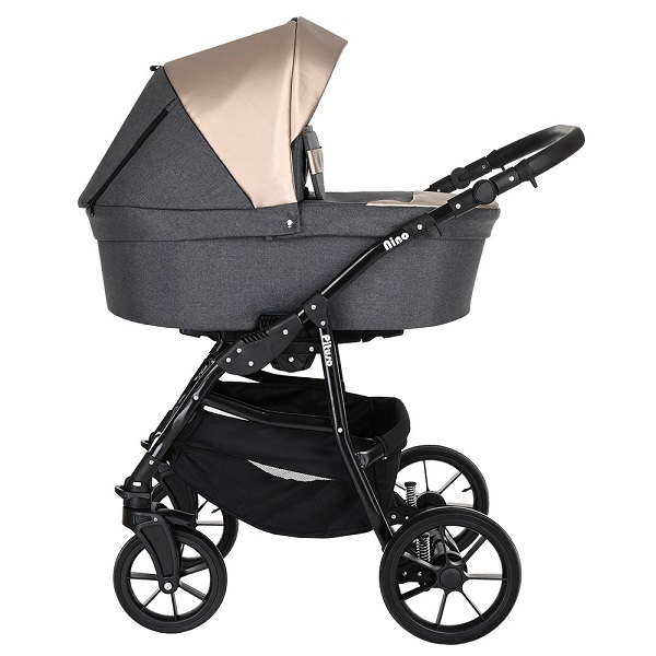 Детская коляска Pituso Nino 2 в 1 - Antracyt+Кожа Metalic Latte