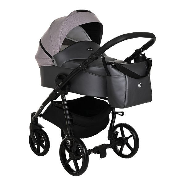 Детская коляска Tutis NOVO 2 в 1 - кожа antracite metallic/grey reflective print