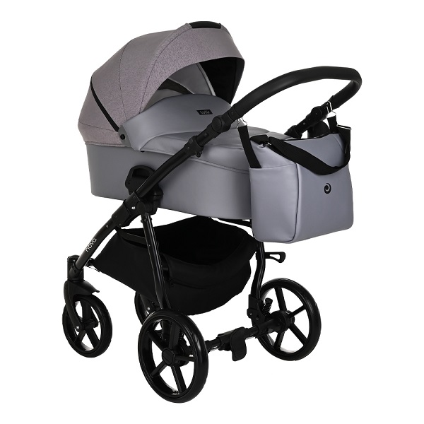 Детская коляска Tutis NOVO 2 в 1 - кожа grey metallic/grey reflective print