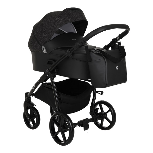 Детская коляска Tutis NOVO 2 в 1 - кожа black/black reflective print