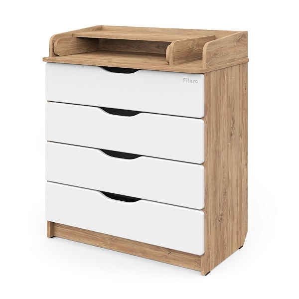 Комод пеленальный Pituso WOOD - дуб канзас-белый