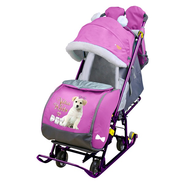 Санки-коляска Ника Наши детки 5-1 - орхидея со щенком
