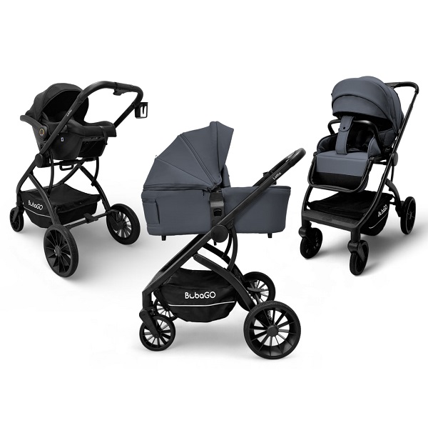 Детская коляска BubaGo Lotta Thermo 3 в 1 - темно-серый