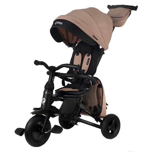 Велосипед трехколесный складной QPlay Nova + /складной руль / - бежевый