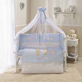 Комплект детского постельного белья Венеция Лапушки голубой 7 пр. - описание