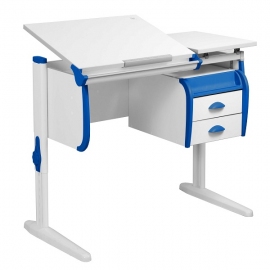 Парта ДЭМИ Сут 25-03 синяя + деревянный стул - описание