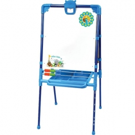 Детский мольберт двухсторонний растущий со счетами Ника М2 синий - описание