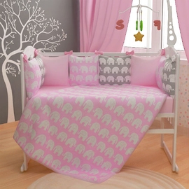 Комплект в кроватку ФА-М Слоники розовые 6 предметов - описание