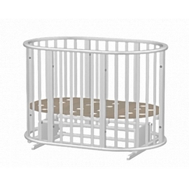 Круглая/овальная кроватка Ведрусс Раиса 8 в 1 колеса+маятник цвет белый - описание