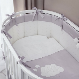 Комплект постельного в круглую/овальную кроватку Перина Grey капучино Oval 125х75 6 предметов - описание