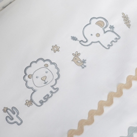 Комплект в кроватку Перина Toys Зверюшки голубой 120х100 2 предмета (в круглую/овальную кроватку) - описание