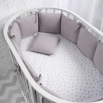 Универсальные бортики в кроватку Перина Soft Cotton серо-лиловый