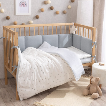 Фото комплект в кроватку перина птички муслиновый 3 предмета Комплект в кроватку Перина Птички муслиновый 3 предмета