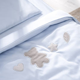 Комплект в кроватку Перина Teddy Satin Collection голубой 2 предмета - описание